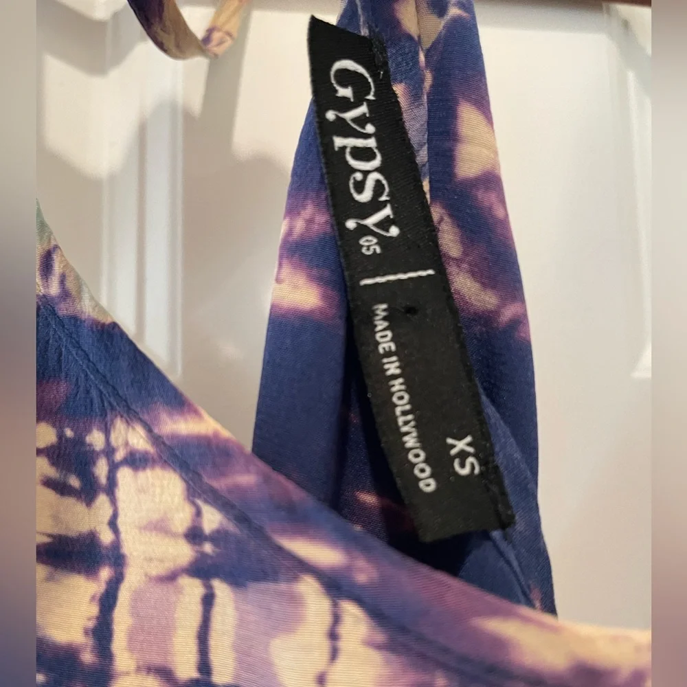 Gypsy 05 Violet Tie Dye Hi Low Silk Dress-Size XS - Picture 6 of 6
